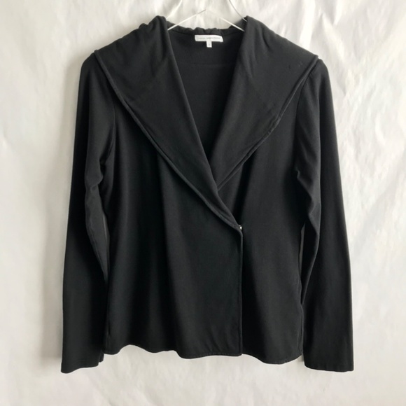 James Perse Sweatshirt Crossover Cotton Button Hoodie Cardigan Size 3/L Black - Picture 1 of 8